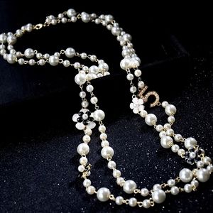 Exquisite Designer Inspired #5 Double Strand Black White Pearl Flower Ne…